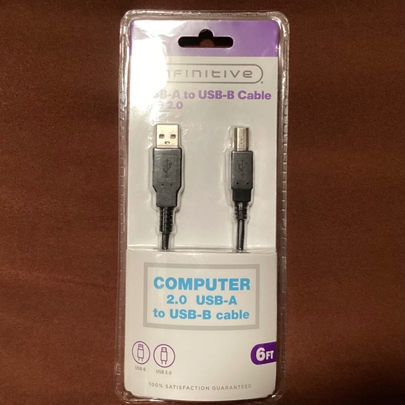 Infinitive USB-A to USB-B Cable USB 2.0 6 ft. NEW - Picture 1 of 4